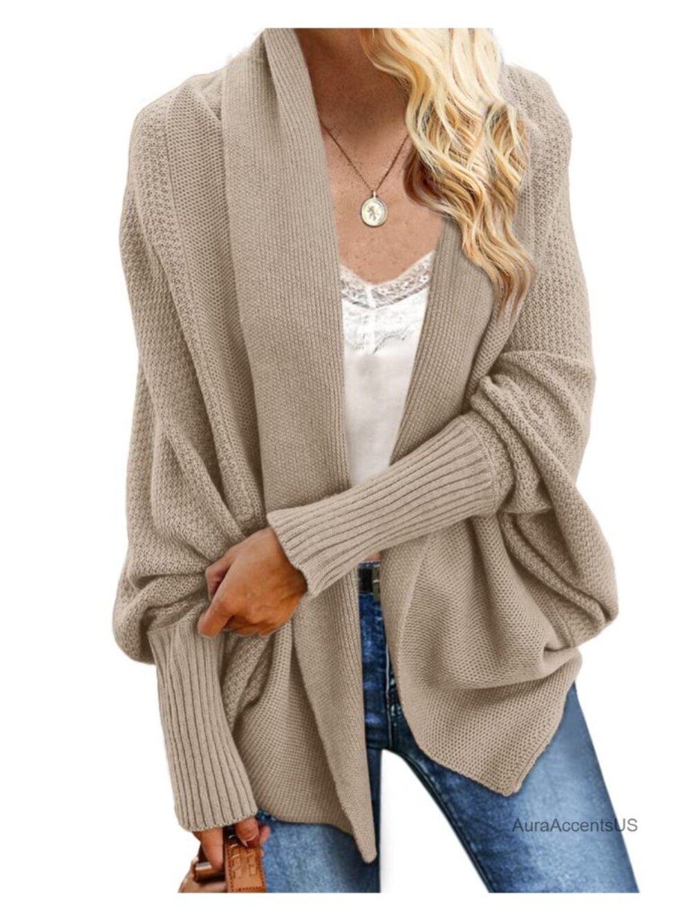 Chunky Cable Knit Oversized Batwing Cardigan Sweater - Cozy Winter Wrap